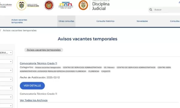 Así podrá conocer las vacantes temporales en la Rama Judicial