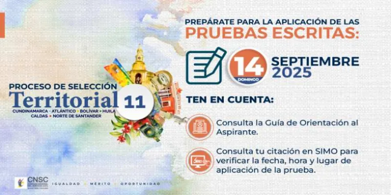 Este 14 de septiembre se realizarán las pruebas escritas del Proceso de selección territorial 11 (CNSC)